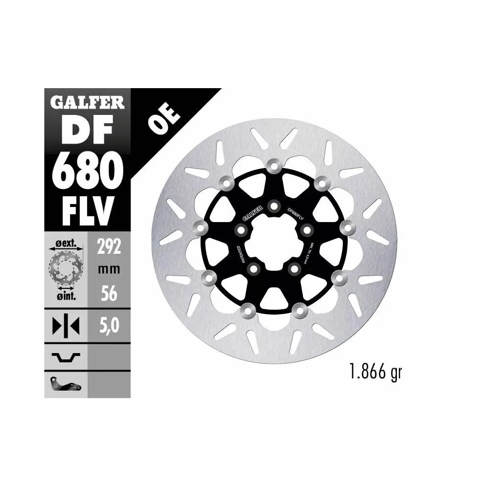 Brake Rotor Floating Round — 292 mm, 5-hole, 5.0 mm, stainless steel