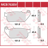 SV Series Sindered Brake Pads — 8.9 mm thickness, 101.6 mm length