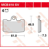 SV Series Sindered Brake Pads — 61 mm, 7.3 mm, set of 4