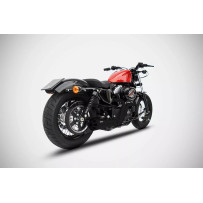 Zard Conical Full Kit Exhaust System 2:1 H-D Sportster — 2-into-1, Evo 883-1200 fit, O2 M12 thread, Matte Black