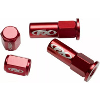 Valve Cap/Rim Lock Kits — Aluminum nut and beveled washer, 2 pair, red anodized