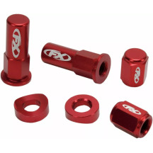 Valve Cap/Rim Lock Kits — Aluminum nut and beveled washer, 2 pair, red anodized