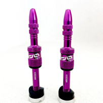 Quick Fill Presta Tubeless Valve Set — short 16–24 mm, long 23–31 mm, Purple