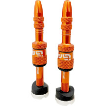 Quick Fill Presta Tubeless Valve Set — 16–24mm, 23–31mm stems, Orange