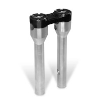 Clubstyle Straight Riser — 10" length, 25.4 mm (1") clamp, Black, Silver anodized