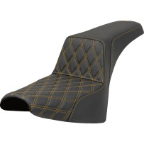Lattice Stitch Step-Up Seat — 29" overall, 13-3/4" driver length, 10-1/4" driver width, Black, Gold