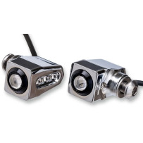 Single Rat Eye LED Turn Signals — Fork mount, LED, Red, Chrome