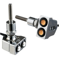 Rat Eye LED Mirror Mount Turn Signals — Chrome, fits 5/16\" or 8mm mirror bolt, 0.875×1.6875×1.625 in