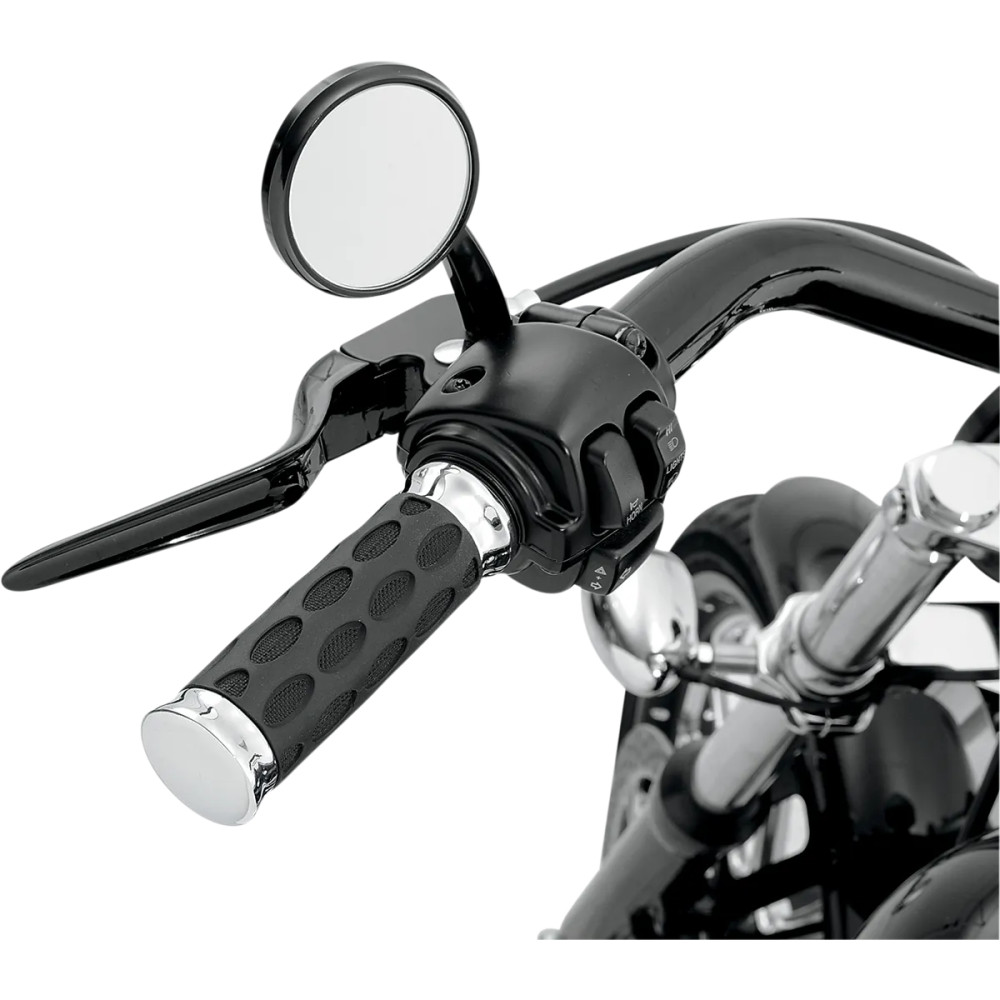 Custom Rubber Grips — 1 in (25.4 mm) handlebar diameter, Black, Chrome