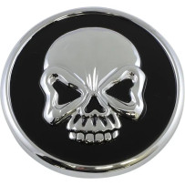 Skull Gas Cap — Vented, Screw-On, Black/Chrome