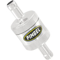 In-Line Fuel Filter — 3/8" fuel line, 40 micron, 1-3/16" body, chrome