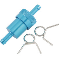 Anodized Aluminum Fuel Filter — 7.9 mm (5/16"), 64 mm (2-1/2"), Blue anodized