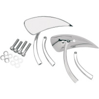 Teardrop Mirrors — 89 mm & 115 mm stem, 140 × 51 mm head, Chrome