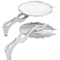 Flame Oval Mirrors — 51 mm (2") H, 12 cm (4-3/4") W, 15 cm (6") stem, screw-in mount, Chrome