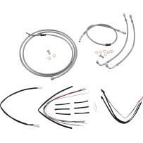 Complete Stainless Braided Handlebar Cable/Brake Line Kit — 14" ape hanger fit
