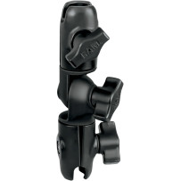 Double Socket Arm with Swivel — 5" length, 1" handlebar, Black