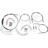 Complete Black Vinyl Handlebar Cable/Line Kit for Ape Hangers — 16" fit, Non-ABS