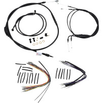Complete Black Vinyl Handlebar Cable/Line Kit for Ape Hangers — 16" fit, Non-ABS