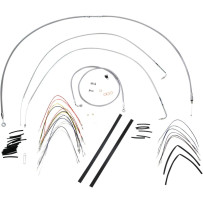 Complete Stainless Braided Handlebar Cable/Brake Line Kit — 14" handlebar height, Ape Hanger fitment