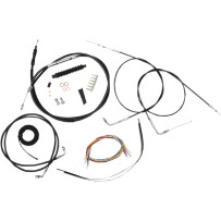 Complete Black Vinyl Braided Handlebar Cable/Brake Line Kit — 15"-17" fit, Black