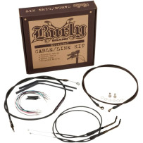 Complete Black Vinyl Handlebar Cable/Line Kit for Ape Hangers — 16" fit, ABS