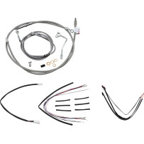 Complete Stainless Braided Handlebar Cable/Brake Line Kit — 18" ape hanger fit, stainless steel
