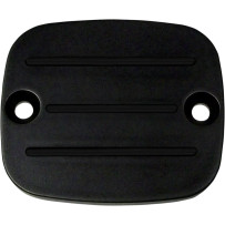 Master Cylinder Cover with Milled Lines — Black anodized, front mount, aluminum