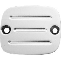 Master Cylinder Cover with Milled Lines — Chrome, Front