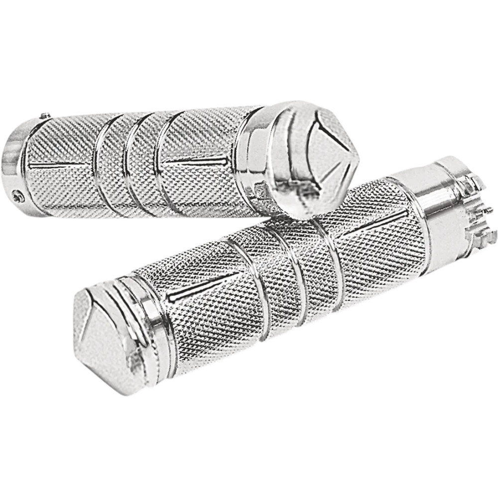 Knurled Diamond Custom Grips — 25.4 mm (1") handlebar, Chrome