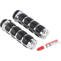 ISO®-Grips for Harley — 25.4 mm (1") handlebar diameter, Black, Chrome