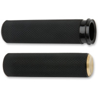 Knurled Grips — 25.4 mm (1 in) handlebar, Black or Brass, anodized
