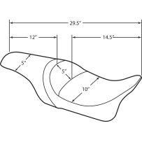 Predator Seat — 75 cm overall, 37 cm driver, 51 mm thick, fits Drag & most H-D sissy bars