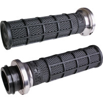 Hart-Luck Signature V-Twin Lock-On™ Grips — 25.4 mm (1") handlebar, Black, Silver