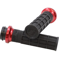 Hart-Luck Signature V-Twin Lock-On™ Grips — 25.4 mm (1") handlebar clamp, Black, Red