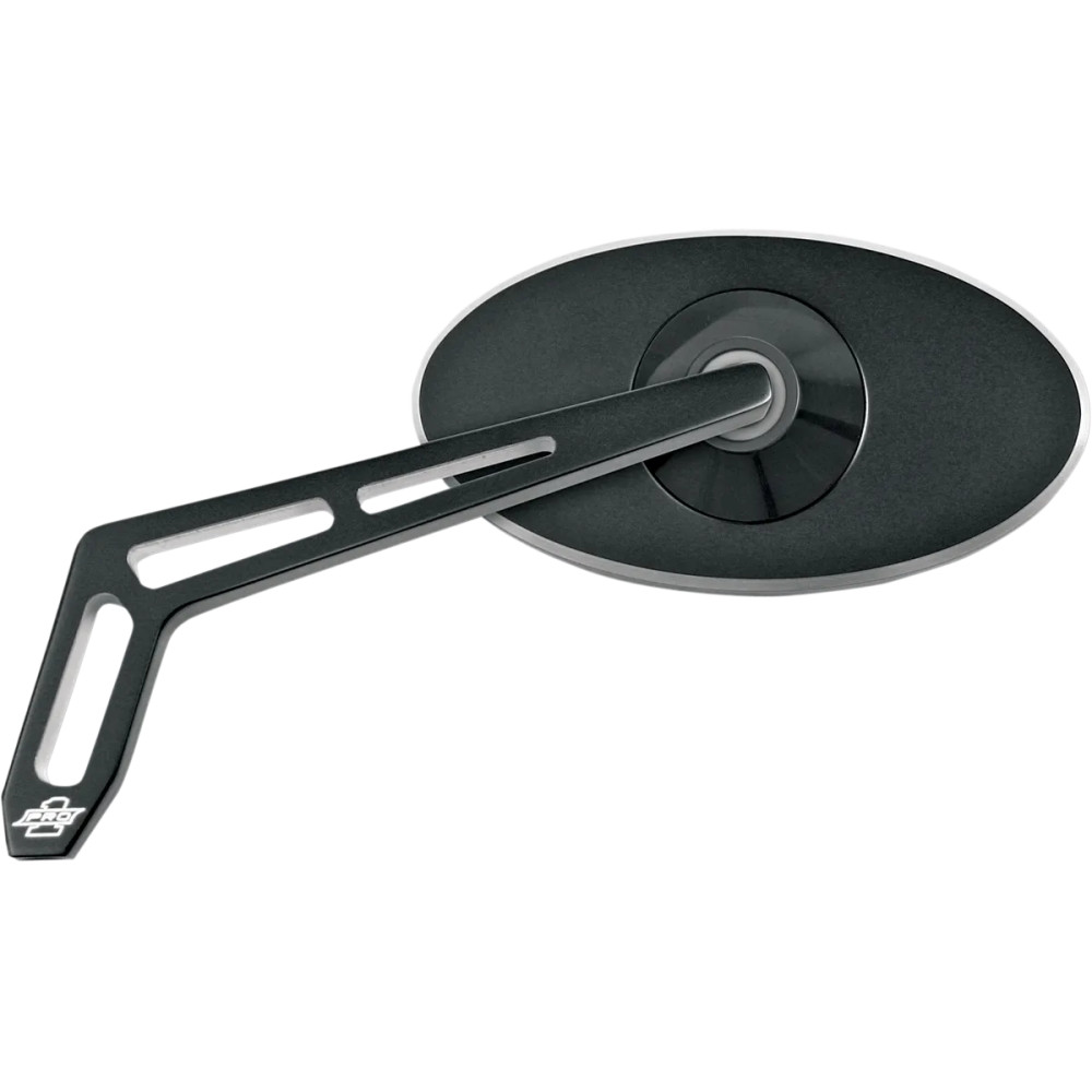 Billet Aluminum Mirror — Head 5" x 2.5", Stem 6.5", Screw-in mount, Black matte