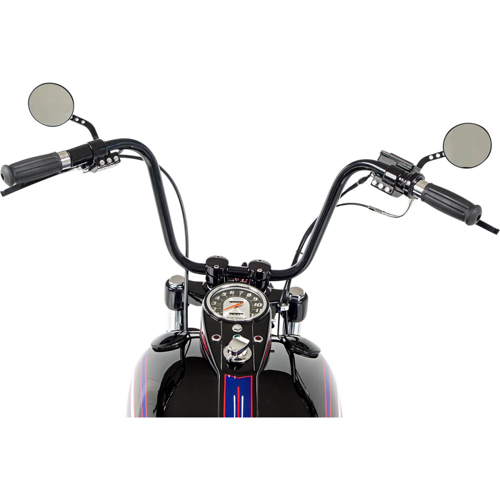 ViewTech 7 Billet Mirror — 7.25 x 1.6875 x 5 in, direct bolt-on for Harley-Davidson, Black anodized