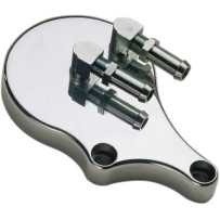 Slimline Billet Oil Filter Mount — 1/2" thick, 3/8" fittings, Chrome