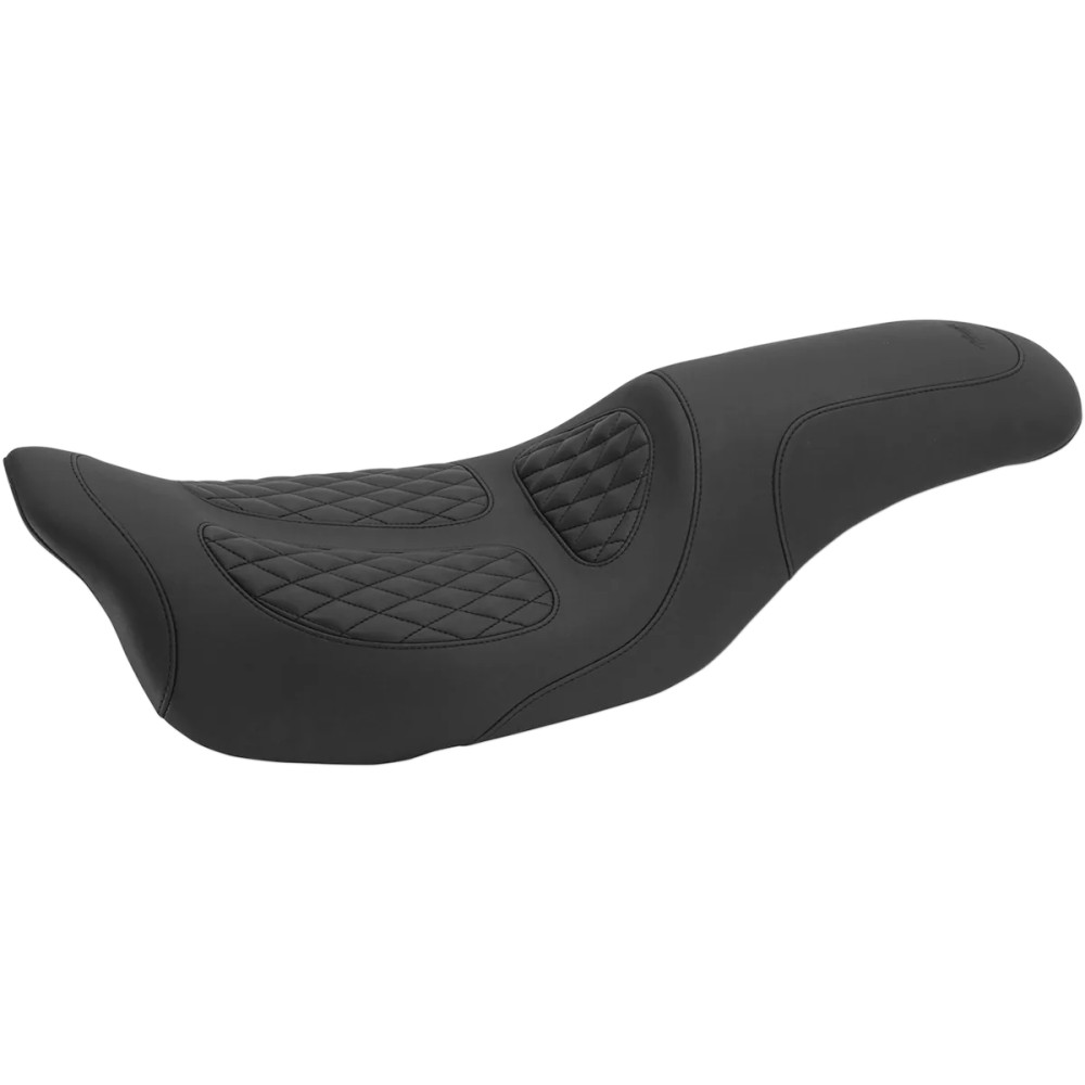 Dave Perewitz Signature Series Fastback 2-Up Seat — 30-1/2" overall, 18-1/2" driver, fits stock tank, Black