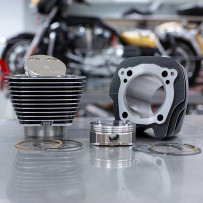 Big Bore Cylinder Kit — 4.250" bore, 4.500" stroke, 128 cu in, Highlighted Fins, Black Granite
