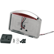 LED Half-Moon Taillight/License Plate Mount — 13.5 cm (5-1/4\") high, 18.5 cm (7-1/4\") wide, Chrome