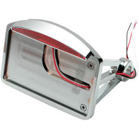 Side Mount Half-Moon LED Taillight and License Plate Mount — Axle mount, 13.5×18.5 cm, Chrome