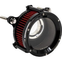 Assault Charge High-Flow Air Cleaner Kit — Round, billet aluminum, black gloss, cotton gauze