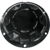 Billet Derby Cover — Black anodized, Aluminum