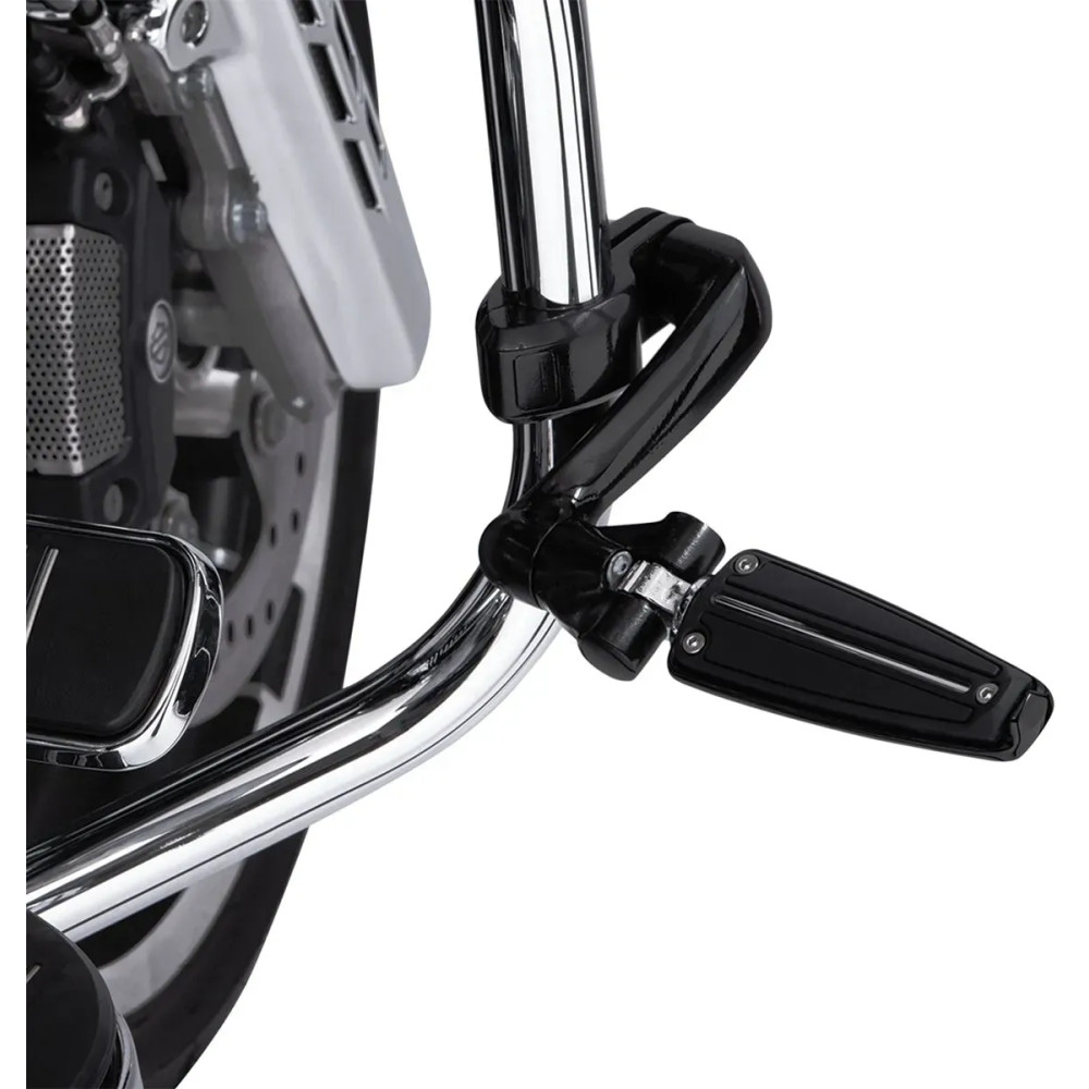 Engine Guard Highway Peg Hingeless Mounting Clamp Kit — 1-1/4" clamp-on, black anodized