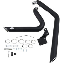 Shortshots Staggered Exhaust System — Black, 2-Into-2 System, Slash-Cut