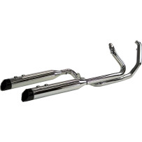 2-Into-2 Two-Step Crossover Header System — 4.5" muffler, 12 mm & 18 mm O2 bungs, Chrome