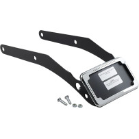 Curved License Mount with Frame — Harley Davidson®, Slick Signals, Rear, Chrome