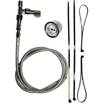 Remote Oil Pressure Gauge/Line Kits — Chrome, Stainless Steel, Analog oil/pressure