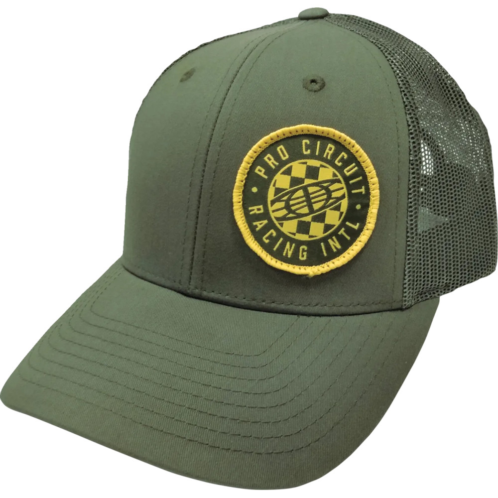 Pro Circuit Checked Global Hat — One Size, Snapback, Olive
