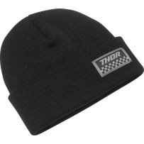 Checker Beanie — One Size, Black, Stretch